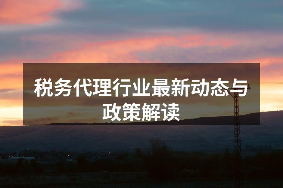 税务代理行业最新动态与政策解读